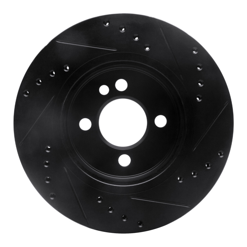 Mini Cooper Brake Rotor (1) - Front Left - R1 Concepts - Drilled & Slotted - Black - `02-`08